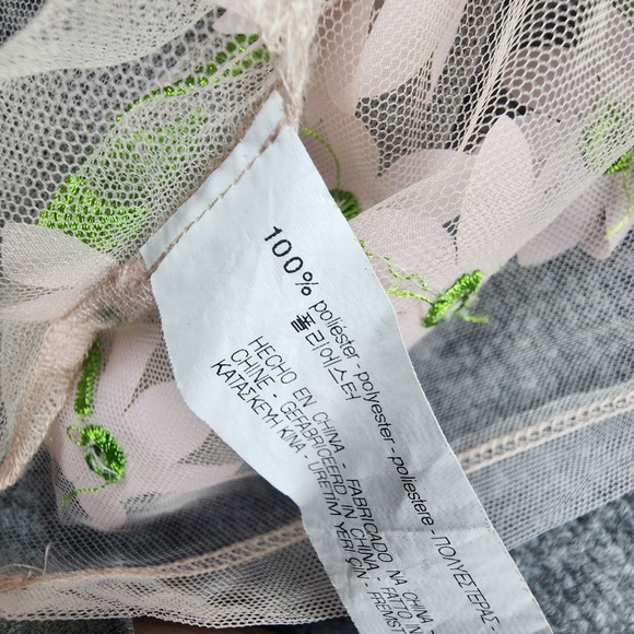 Zara Floral Applique Mesh Top S Sheer 3D Flowers Embroidered Boho Festival Fairy - Picture 10 of 15